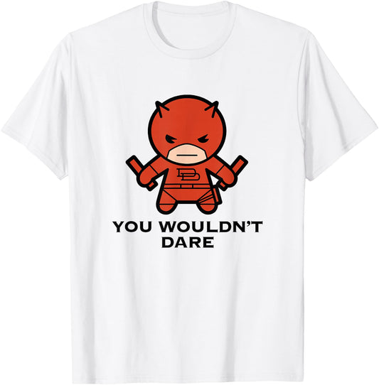 Marvel Kawaii You Wouldn't Dare Chibi Daredevil Portrait T-Shirt - T-Shirt | White