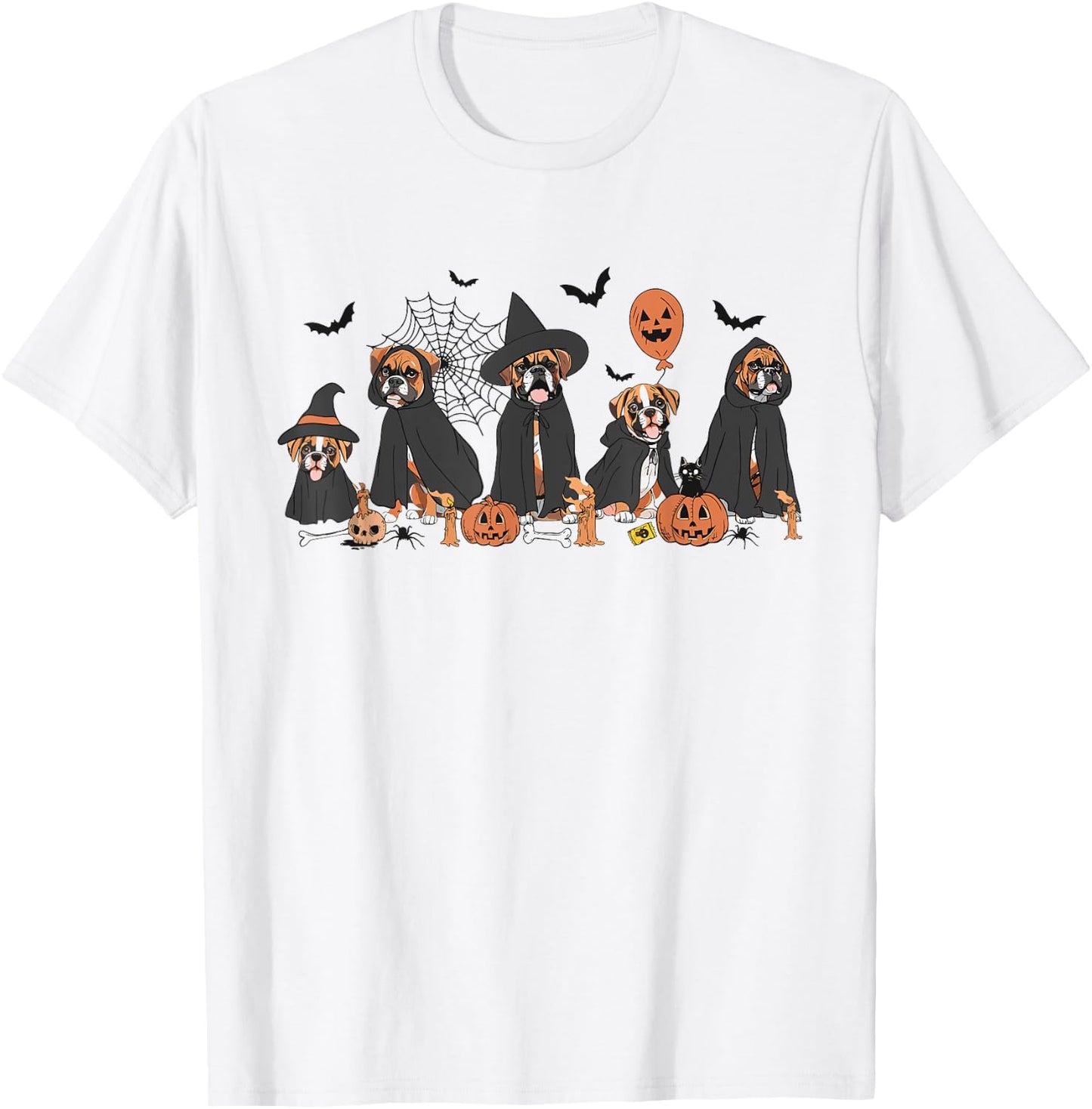 Five Witch Boxer Dog Halloween Boxer Dog Spooky Season Women T-Shirt - T-Shirt | White