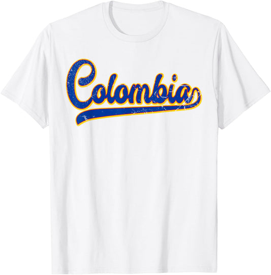 Colombia Throwback Graphic Shirt Comombian Flag Jersey Style T-Shirt - T-Shirt | White