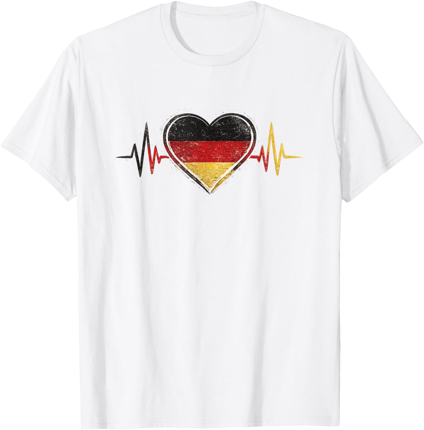 Deutschland Herzschlag Herz Flagge T-Shirt - T-Shirt | White