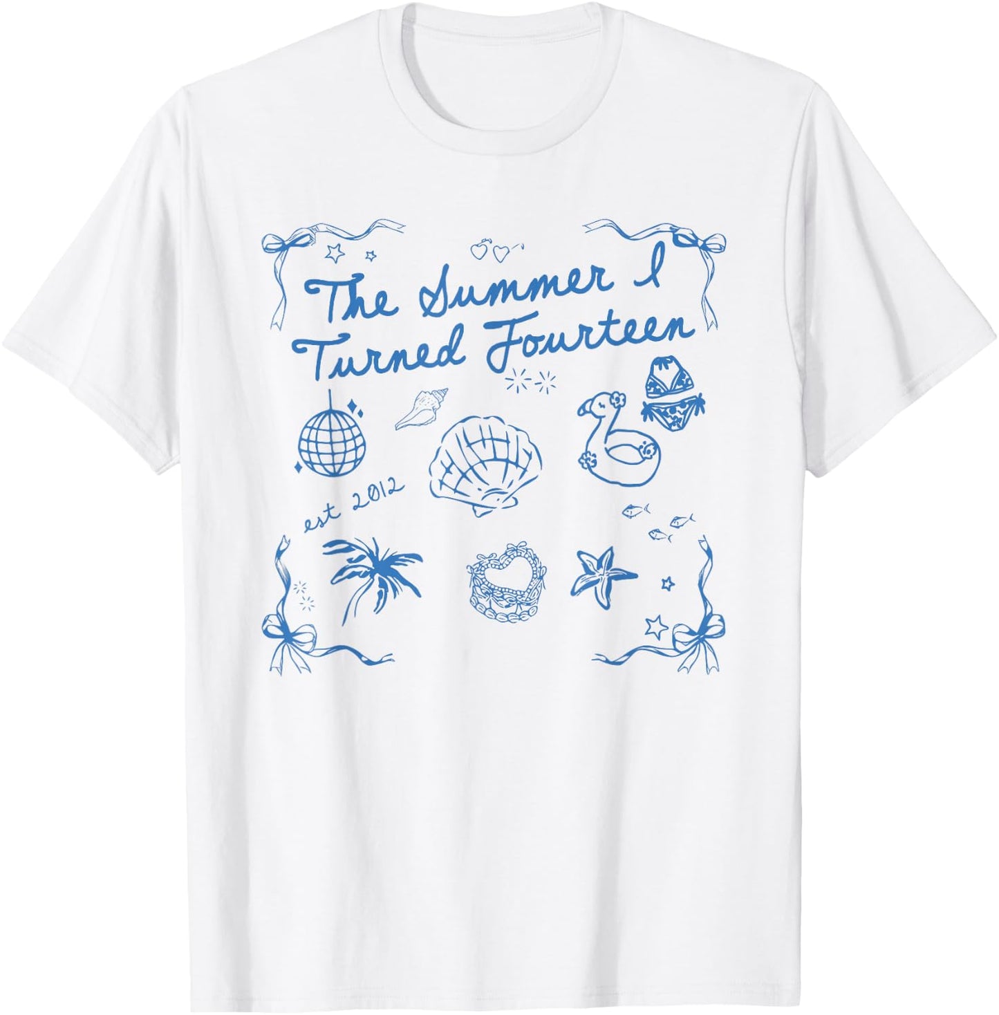 Summer I Turned Fourteen Year Old Est 2012 14th Birthday T-Shirt - T-Shirt | White