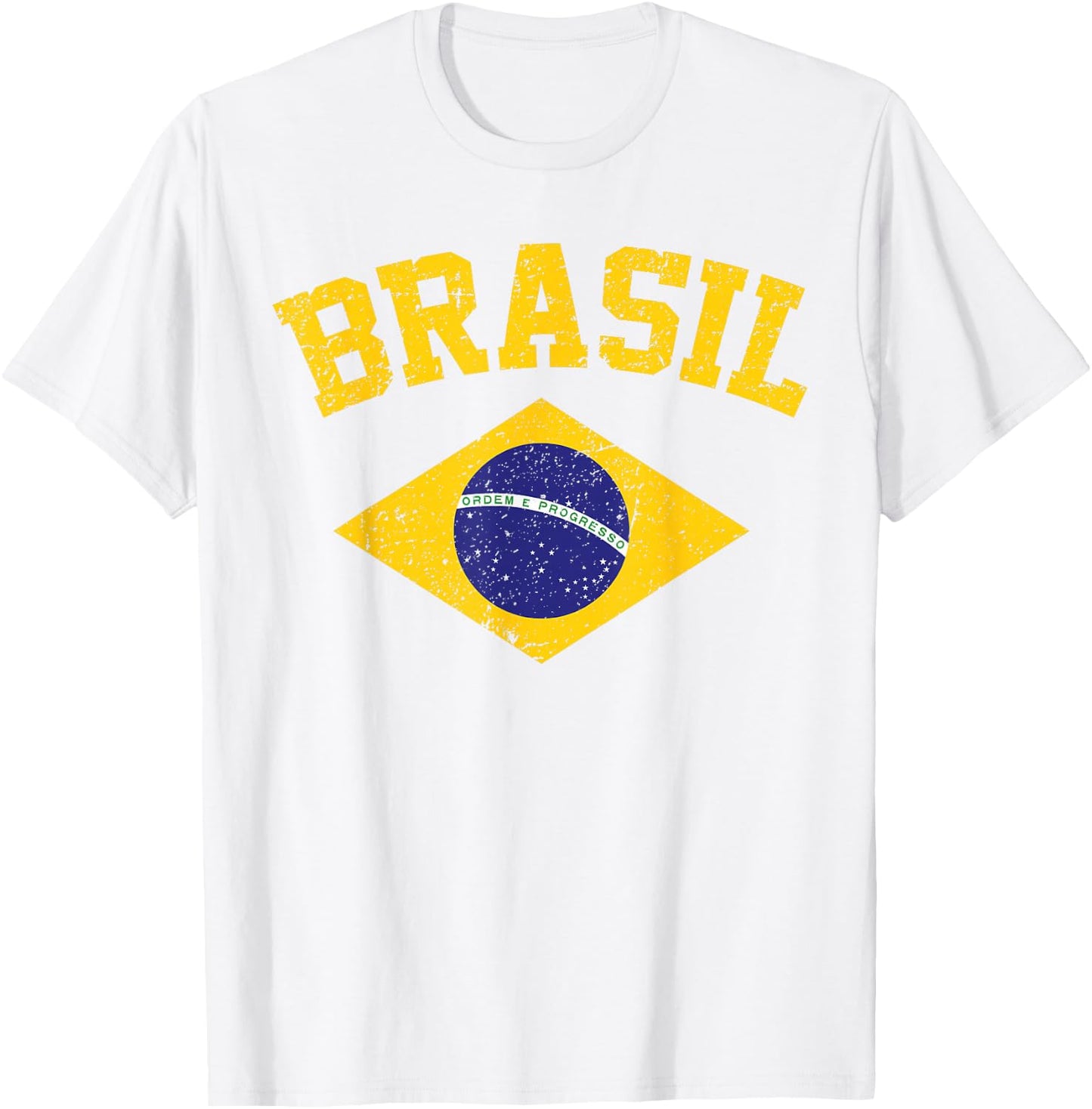 Brazilian National Flag Vintage Patriotic Football Brazil T-Shirt - T-Shirt | White
