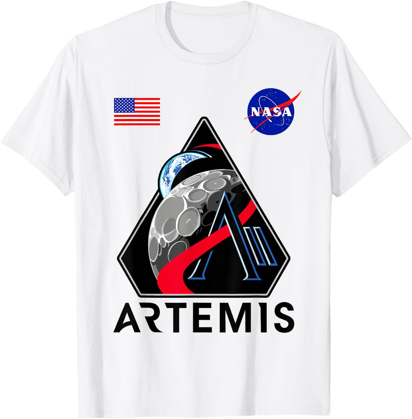 NASA Artemis II Mission Patch Commemorative Meatball Logo T-Shirt - T-Shirt | White