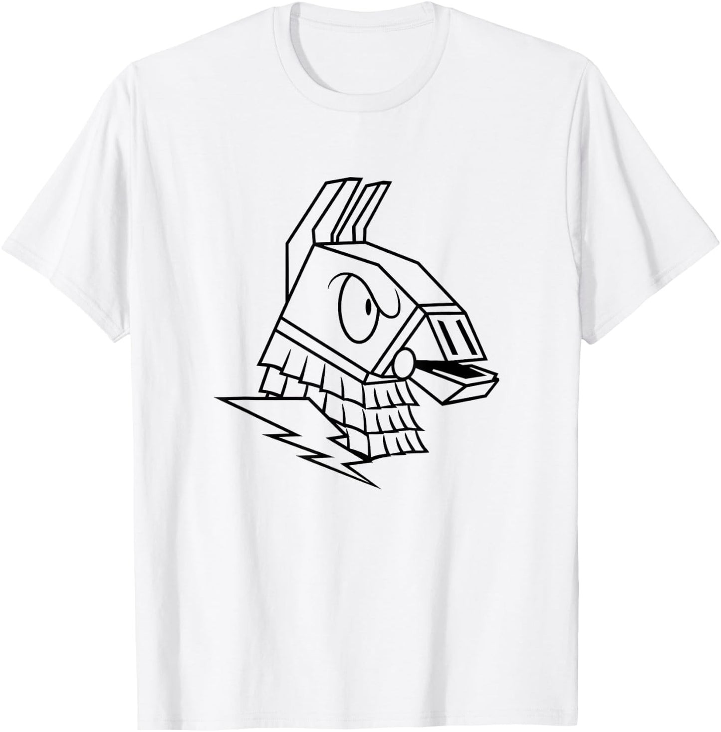 Fortnite Angry Llama Big Face Outline Art Chest Portrait T-Shirt - T-Shirt | White