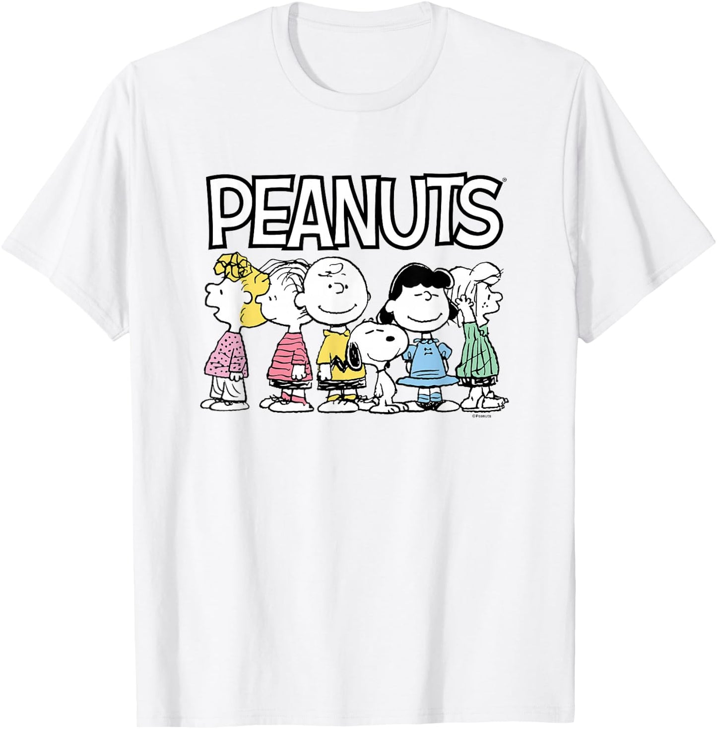 Peanuts - Peanuts Crew for Kids and Adults, Blue, S, Short Sleeve T-Shirt - T-Shirt | White