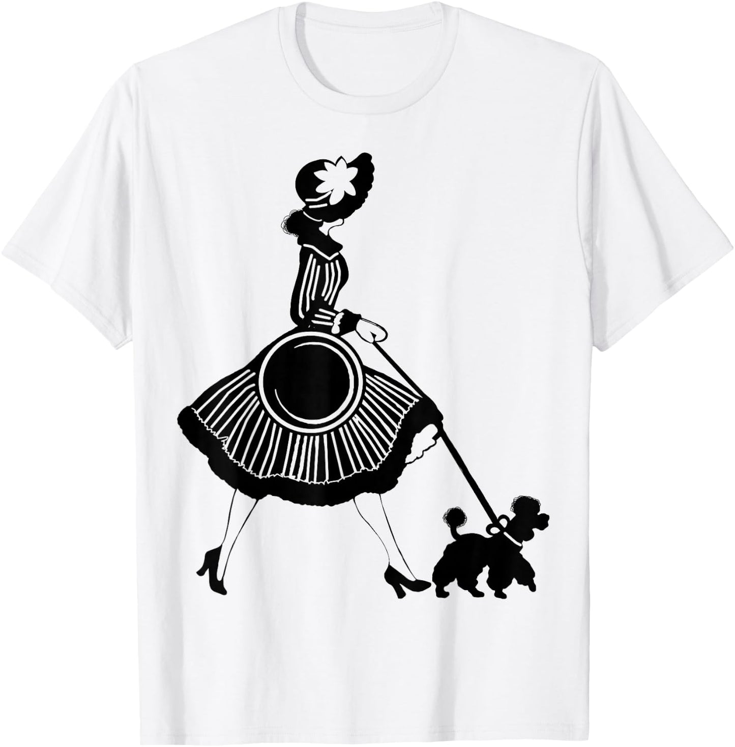 Poodle Dog Walker T-Shirt - T-Shirt | White