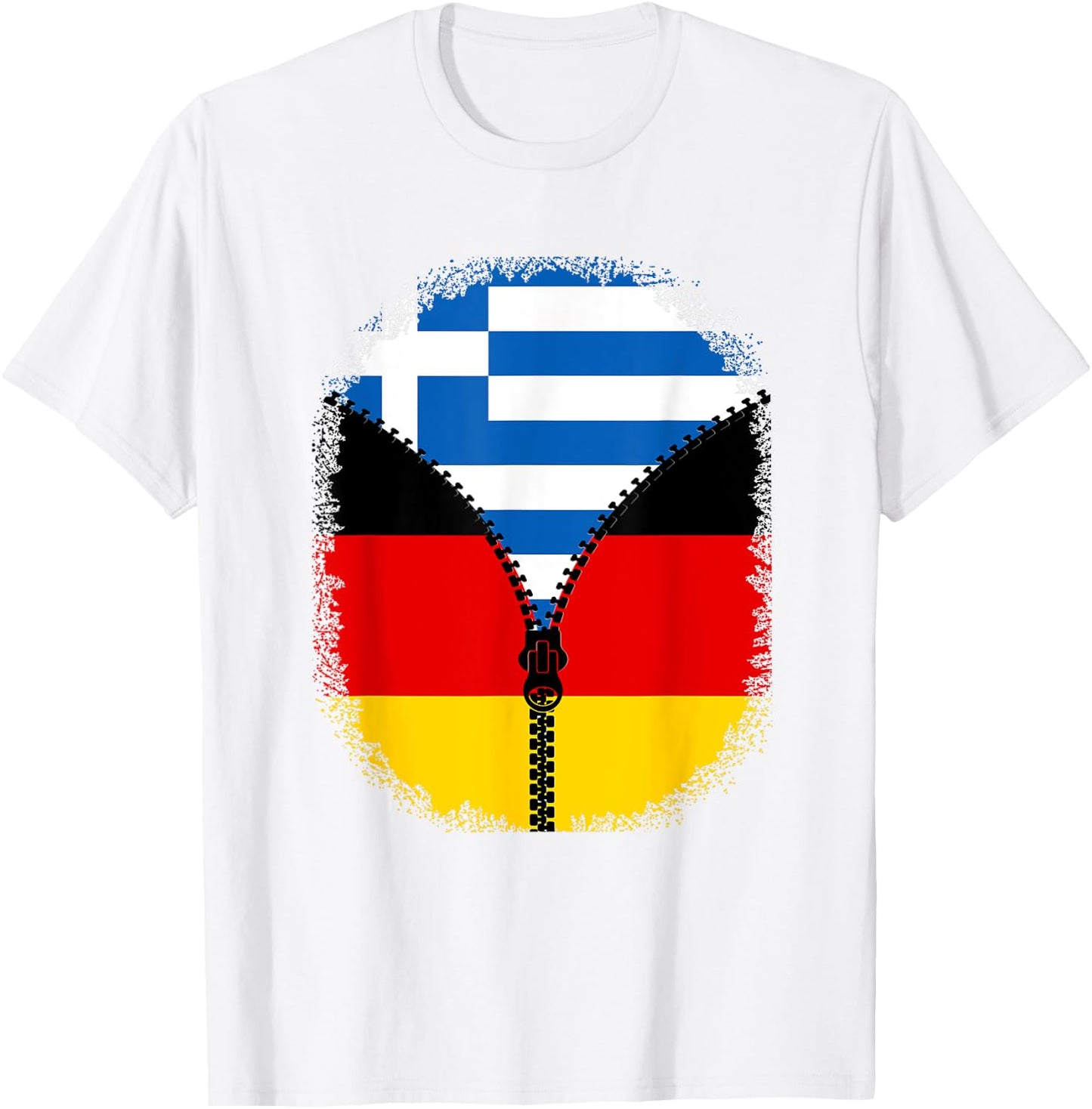 Griechenland Deutschland Flagge Griechisch Deutsch Reißverschluss T-Shirt - T-Shirt | White