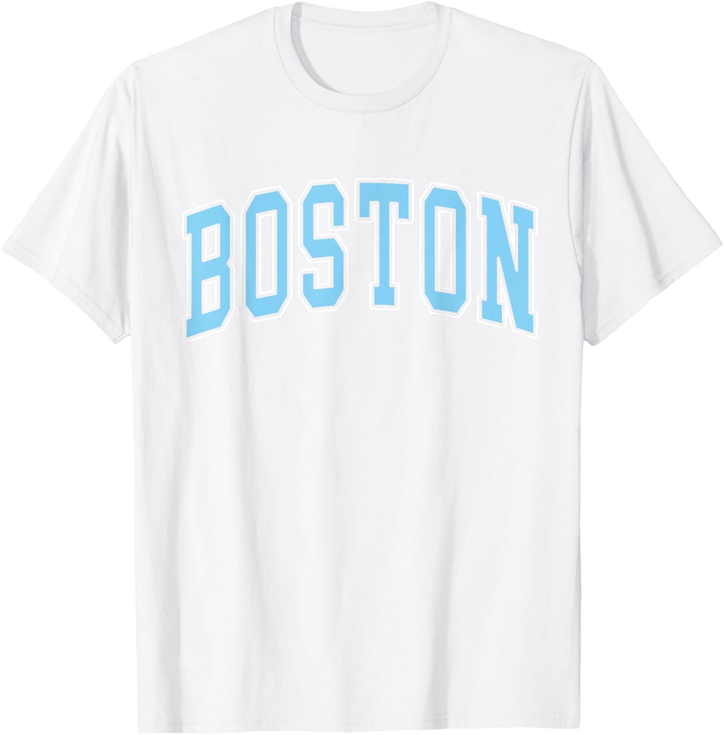 Vintage Cute Pink Baby Blue Boston Outline Arched Girl's T-Shirt - T-Shirt | White