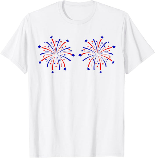 Just Here for The Fireworks Sarcastic Couple T-Shirt - T-Shirt | White