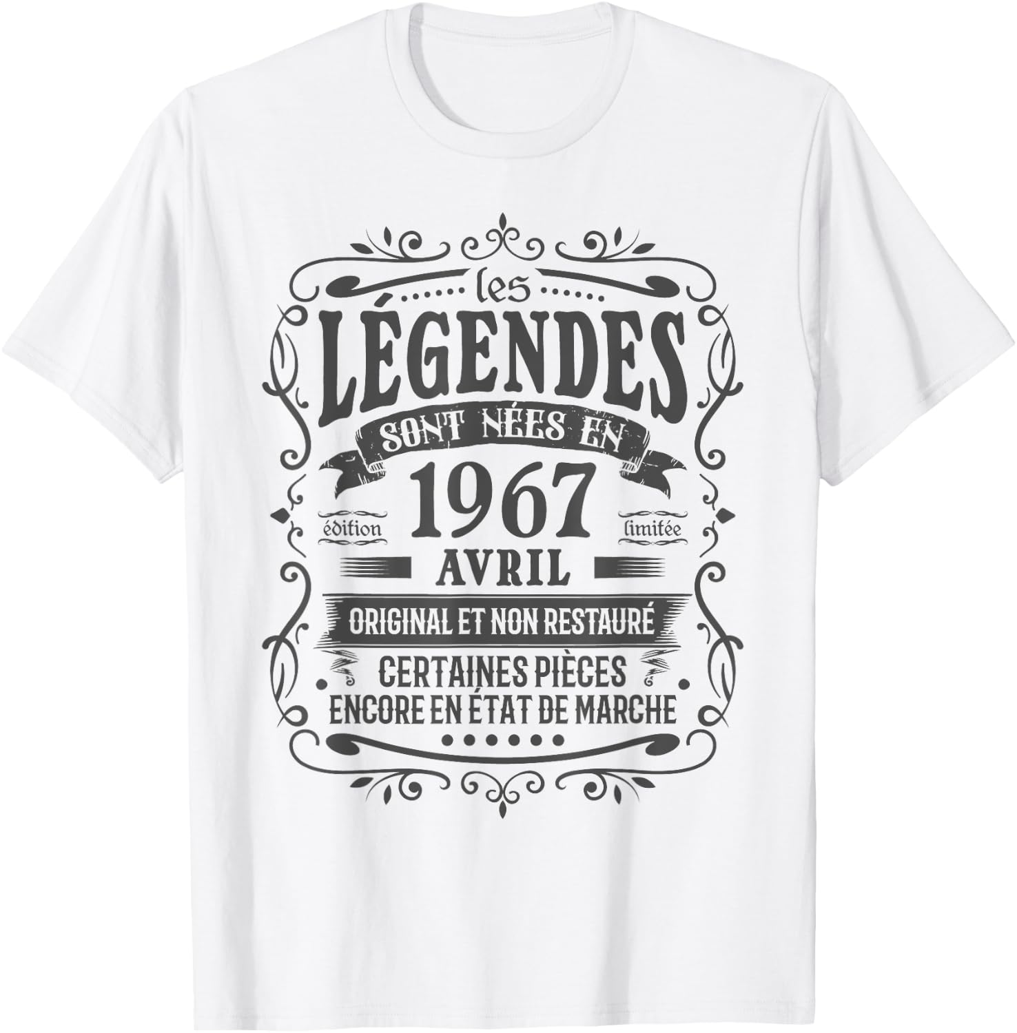 Avril 1967 Anniversaire 58 ans Homme Né En Avril 1967 Humour T-Shirt - T-Shirt | White