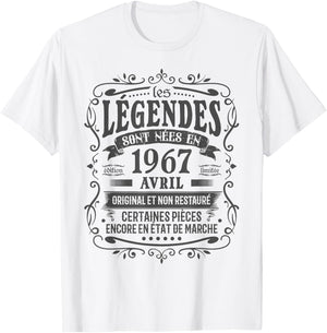 Avril 1967 Anniversaire 58 ans Homme Né En Avril 1967 Humour T-Shirt - T-Shirt | White