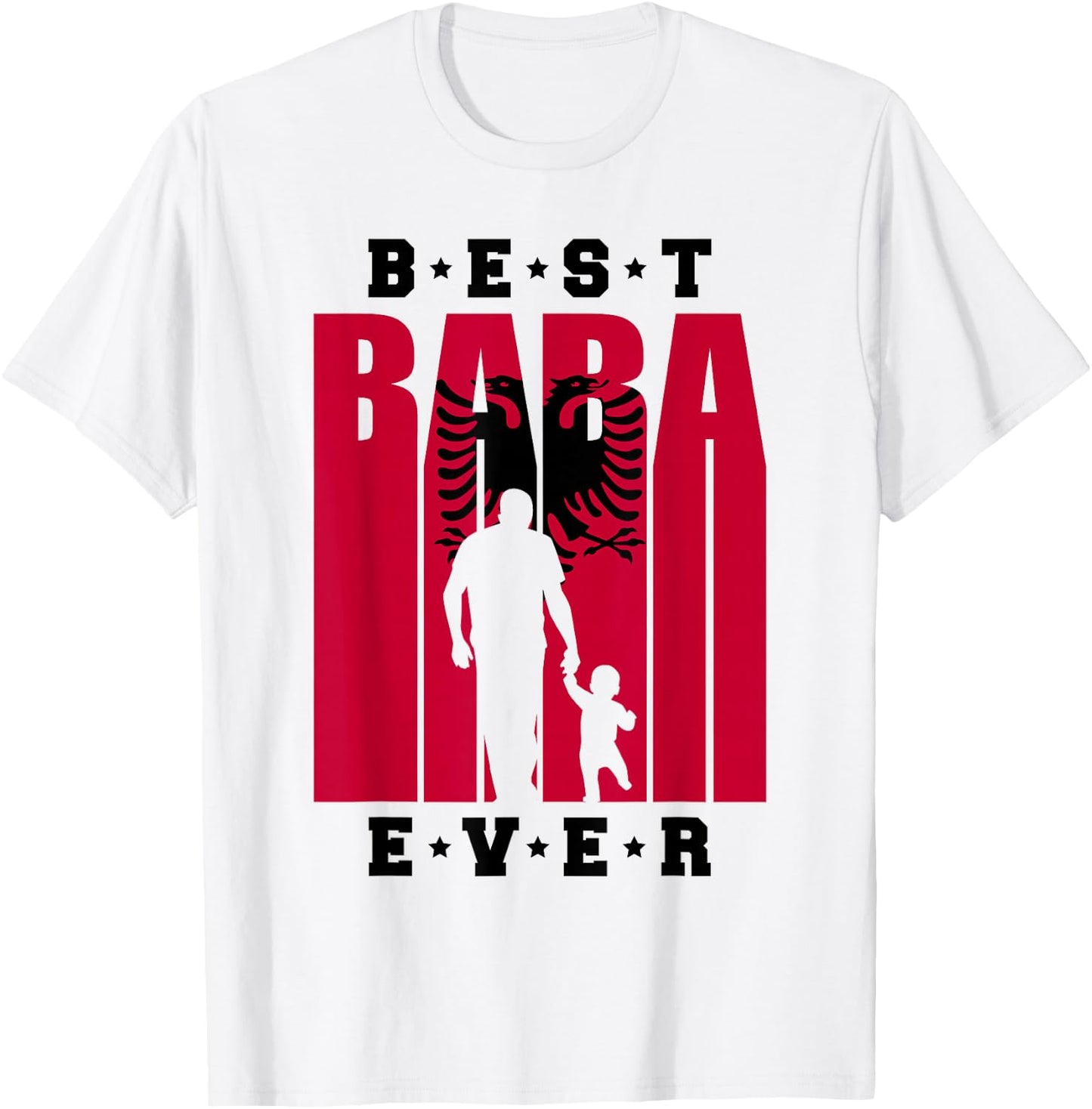 Men's Albania Baba with Baby 1st Father's Day Shqiptar Albanian Dad , White T-Shirt - T-Shirt | White