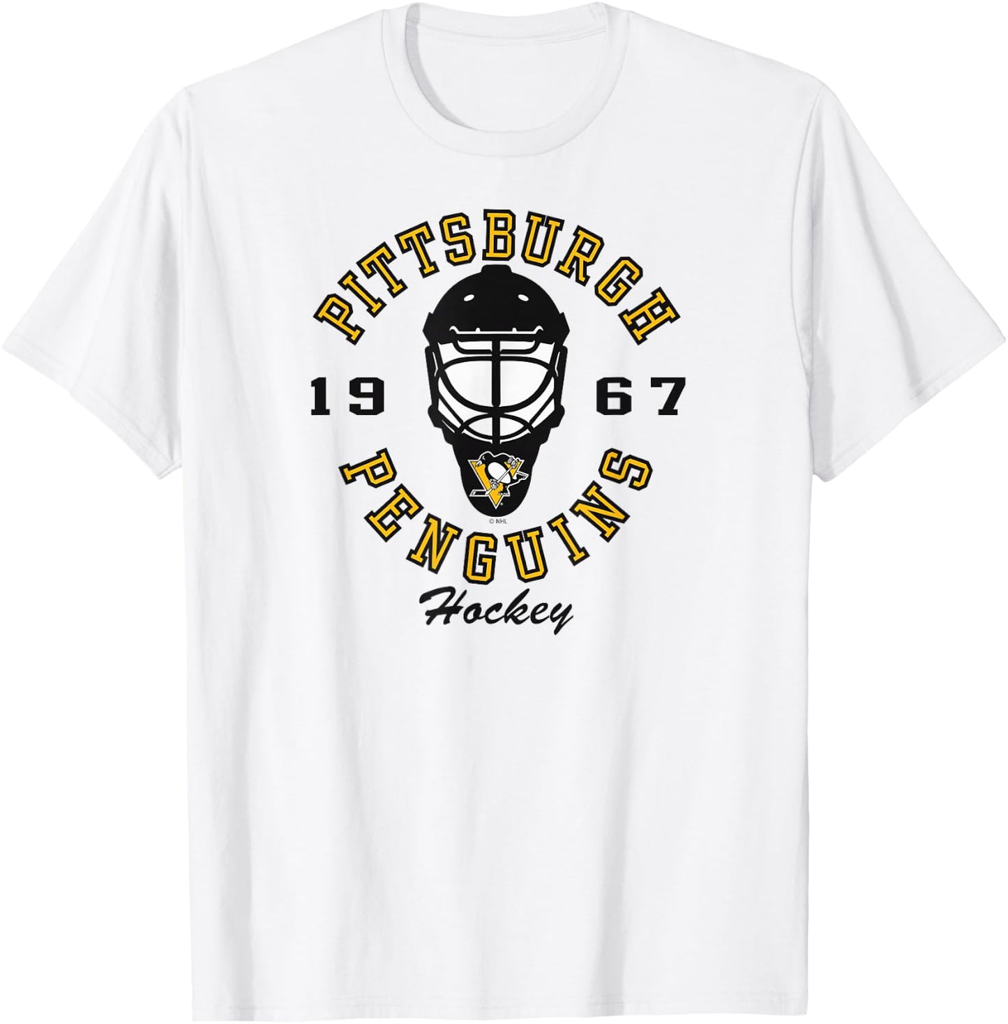 Pittsburgh Penguins Hockey Mask Gray Officially Licensed T-Shirt - T-Shirt | White