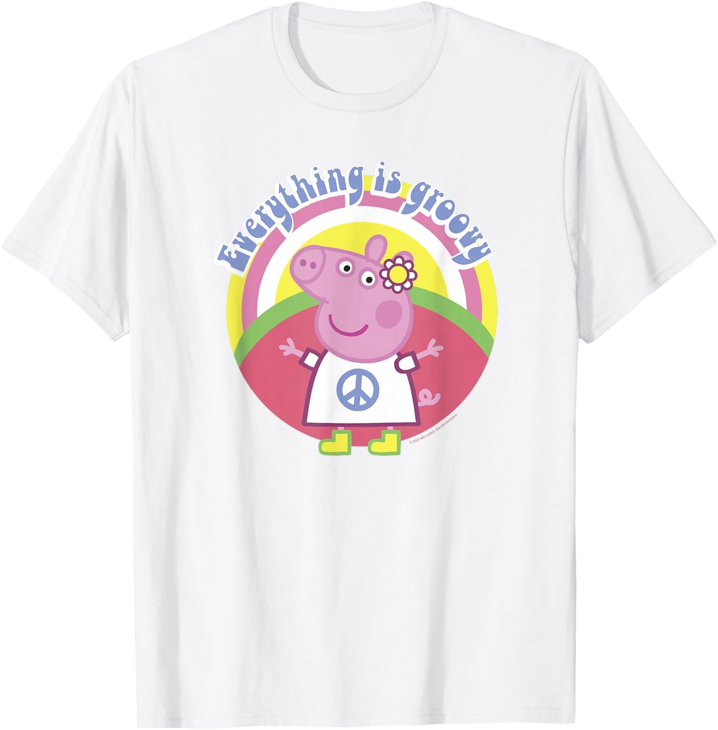 Peppa Pig Everything Is Groovy Retro Style Peace Sign T-Shirt - T-Shirt | White