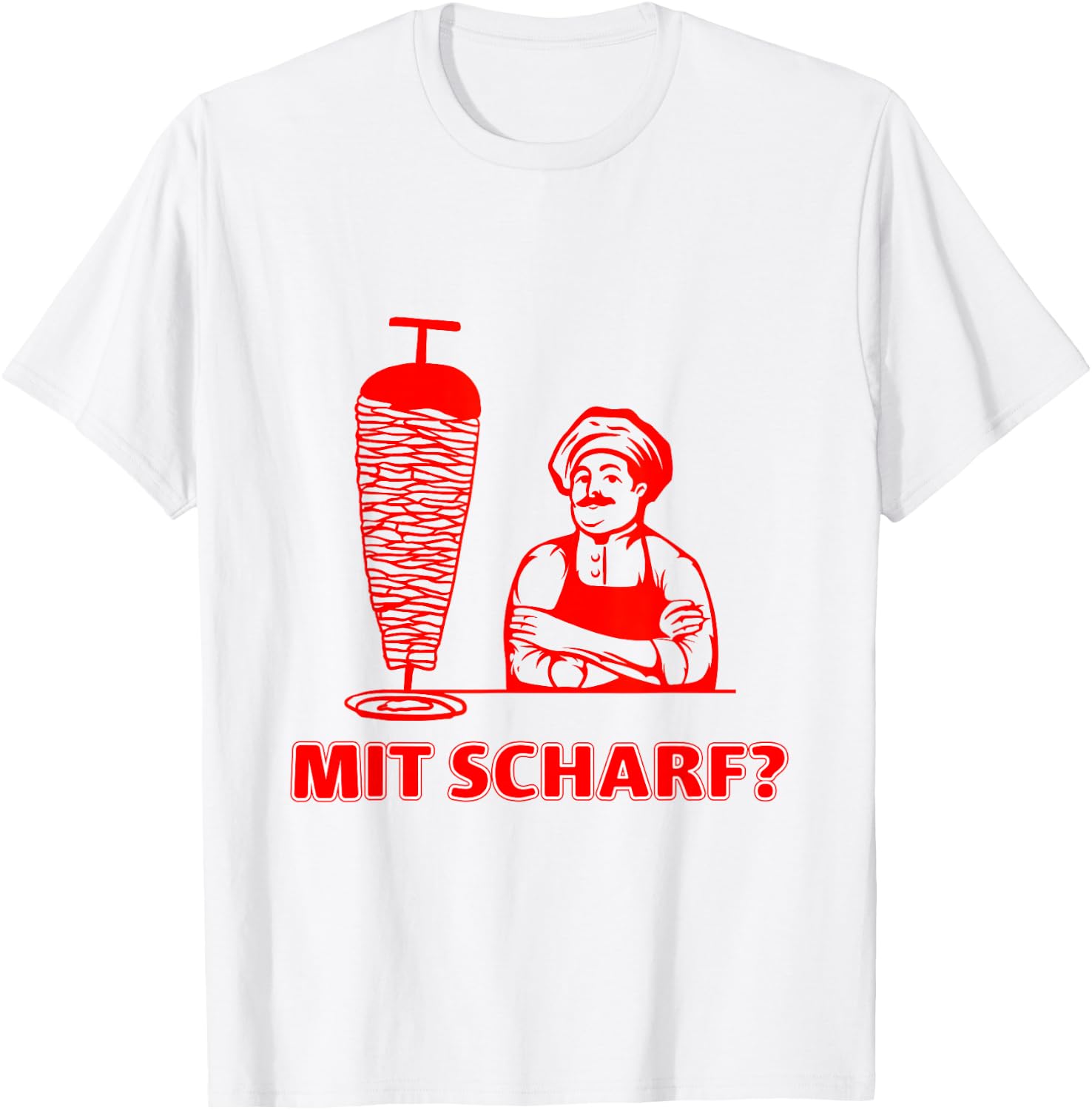 Doner Kebab Doner Shop with Scharf? , White T-Shirt - T-Shirt | White
