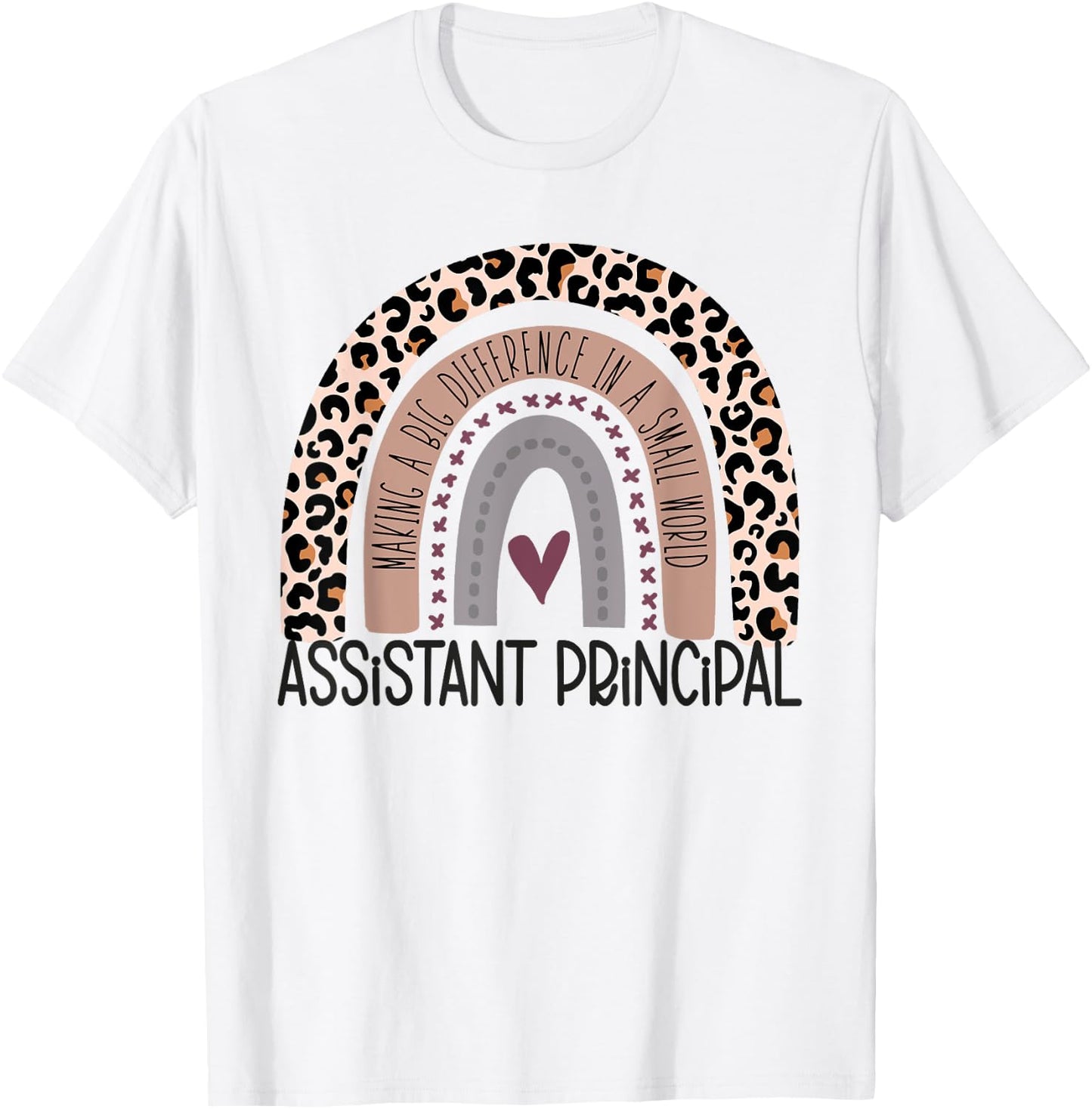 Assistant Principal Appreciation Leopard Print Rainbow T-Shirt - T-Shirt | White