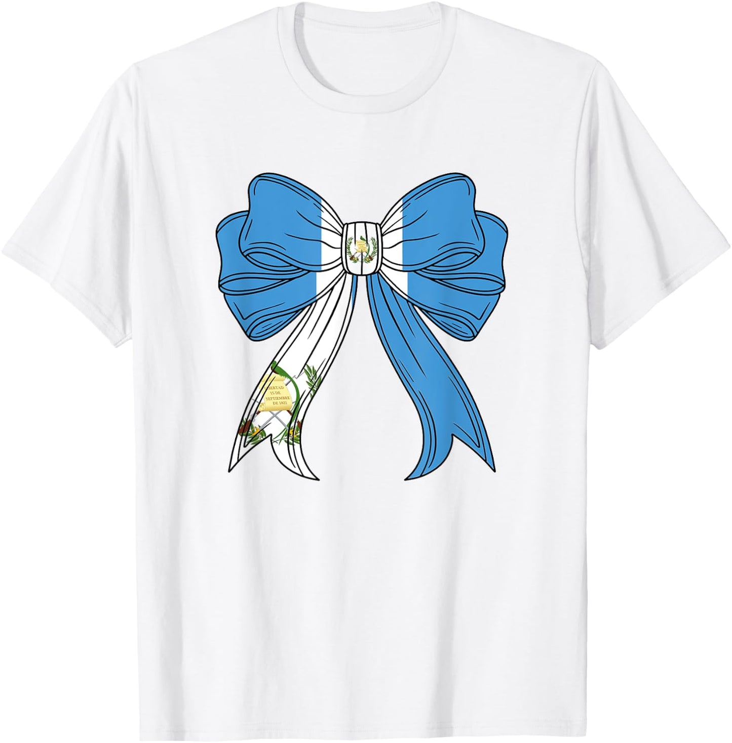 Chapina Guatemalan Women Girls Guatemala Flag Coquette Bow T-Shirt - T-Shirt | White