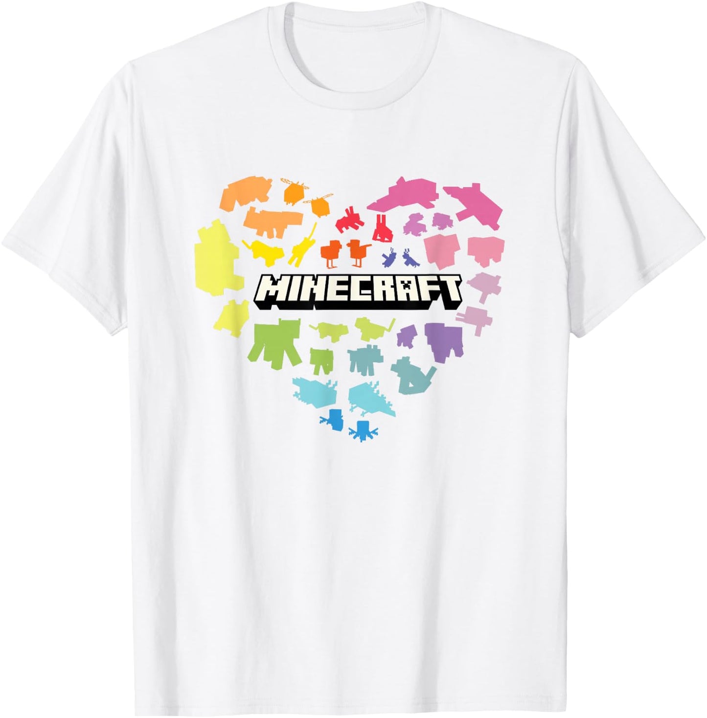 Minecraft Valentine's Day Heart Shaped Rainbow Icons , white, S T-Shirt - T-Shirt | White