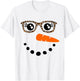Winter Snowman Face Leopard Eyelashes Christmas Girls T-Shirt - T-Shirt | White