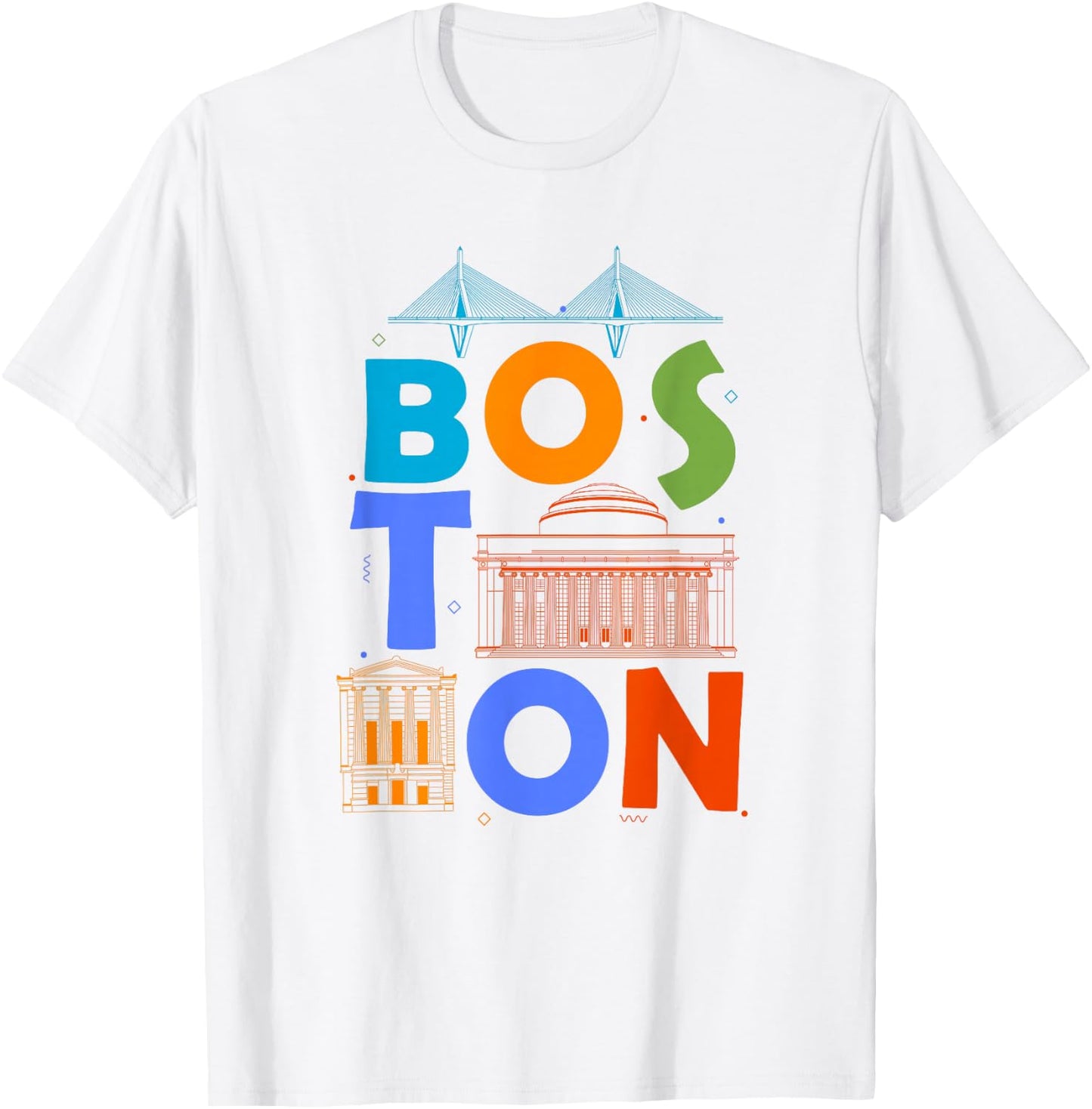 Boston Souvenir Men Massachusetts Skyline Boston T-Shirt - T-Shirt | White