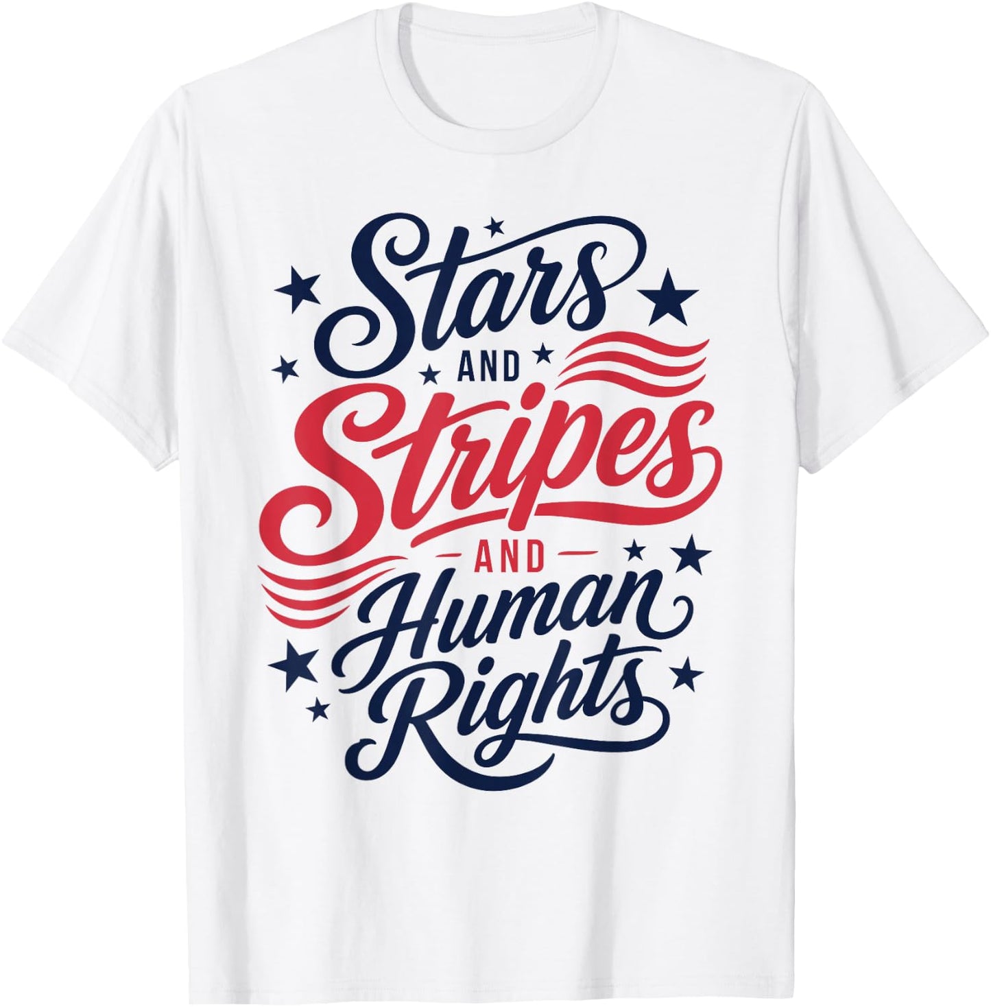 Stars Stripes & Human Rights 4th of July Equal Rights T-Shirt - T-Shirt | White