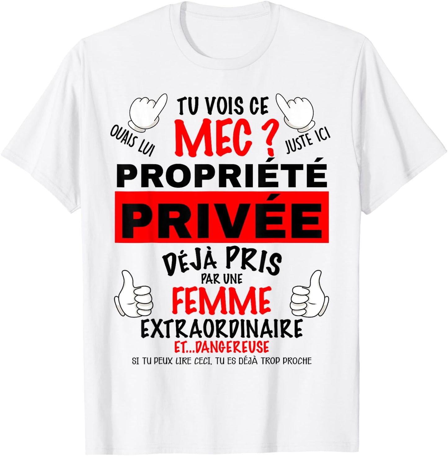 Private Property Attention Woman Jealous Humor Couple , white, S T-Shirt - T-Shirt | White