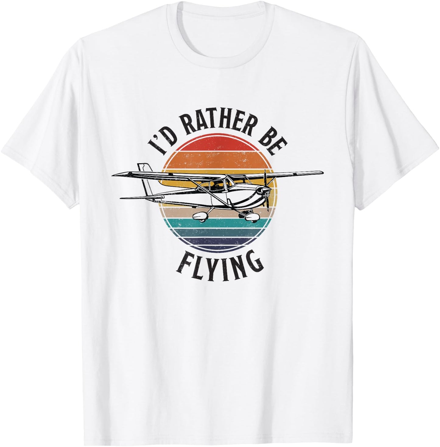 The Avid Aviator Cafe Vintage I'd Rather Be Flying C172 Airplane Cool Pilot Grey T-Shirt - T-Shirt | White