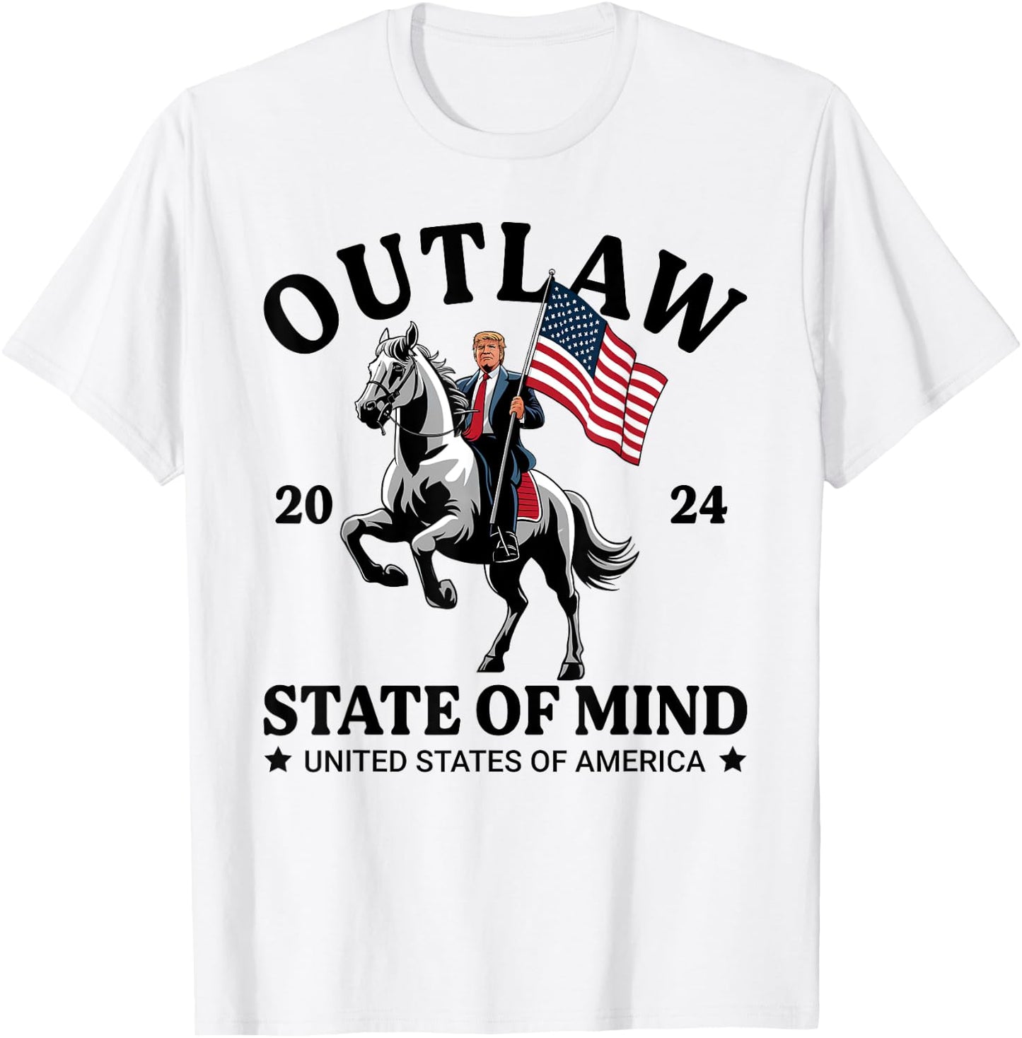 Outlaw State Of Mind Western Funny Trump Riding Horse Daddy T-Shirt - T-Shirt | White