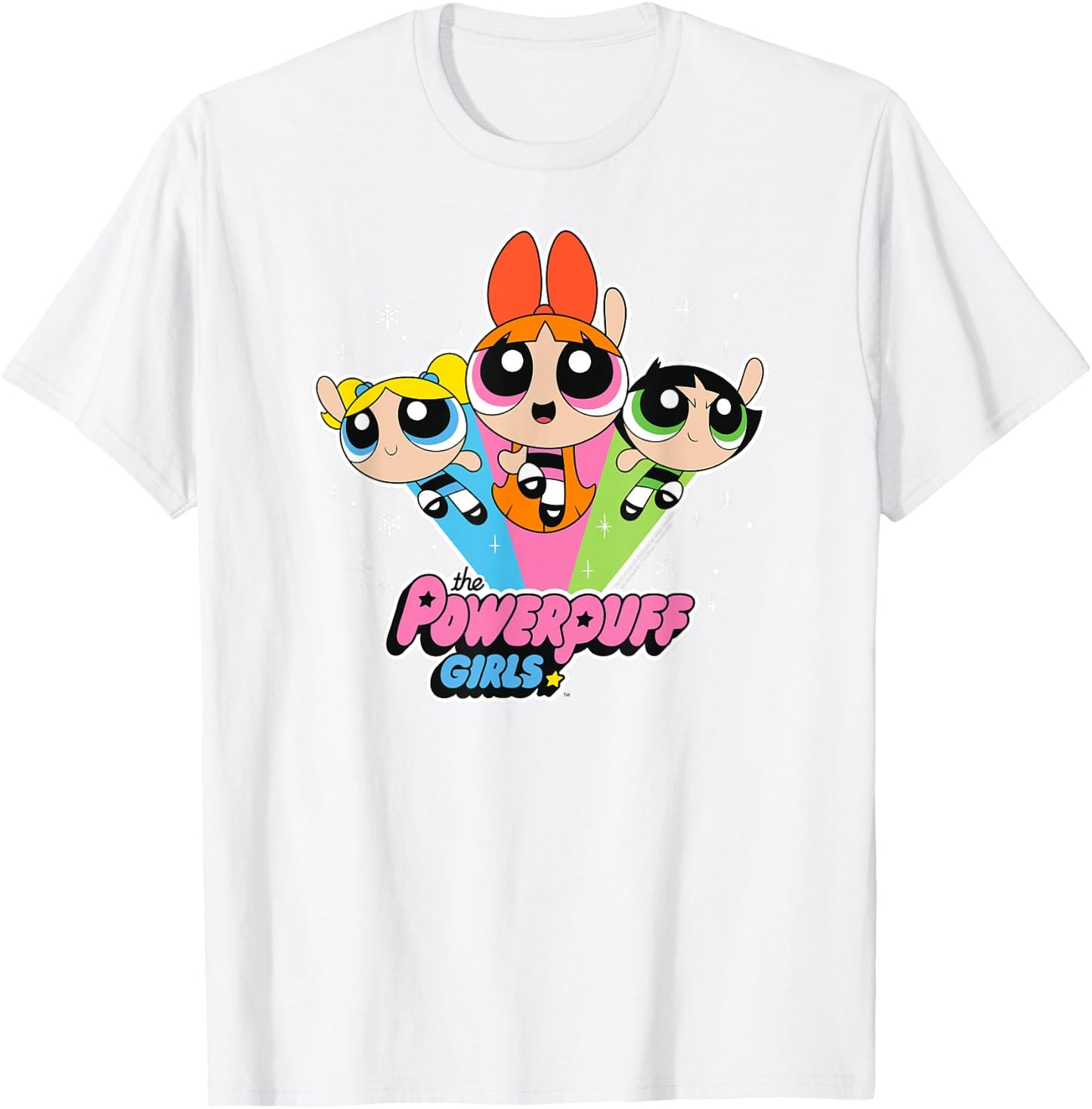 Cartoon Network The Powerpuff Girls Logo With Snowflakes T-Shirt - T-Shirt | White