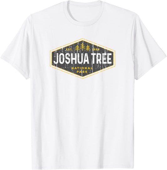 Joshua Tree National Park Vintage Hexagon Hiking retro T-Shirt - T-Shirt | White