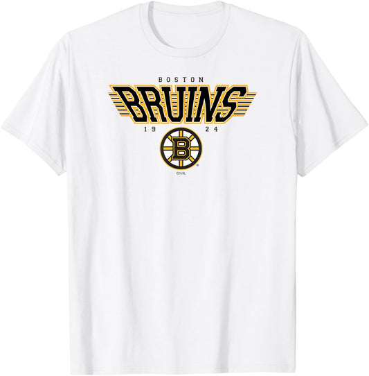 Boston Bruins Laser Gray Officially Licensed T-Shirt - T-Shirt | White