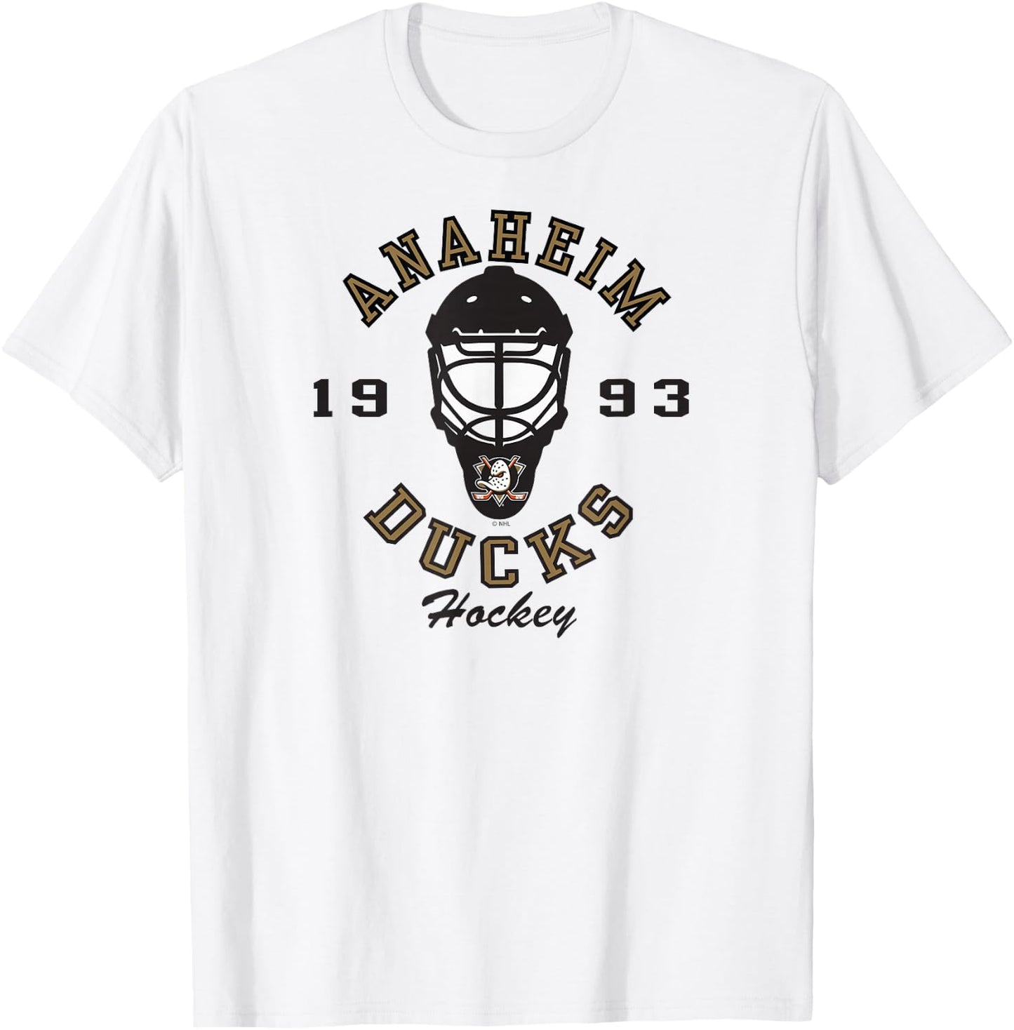 Anaheim Ducks Hockey Mask Orange Officially Licensed T-Shirt - T-Shirt | White