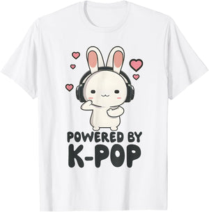 Powered By Kpop Tie Dye Rabbit Merch K-pop Merchandise T-Shirt - T-Shirt | White