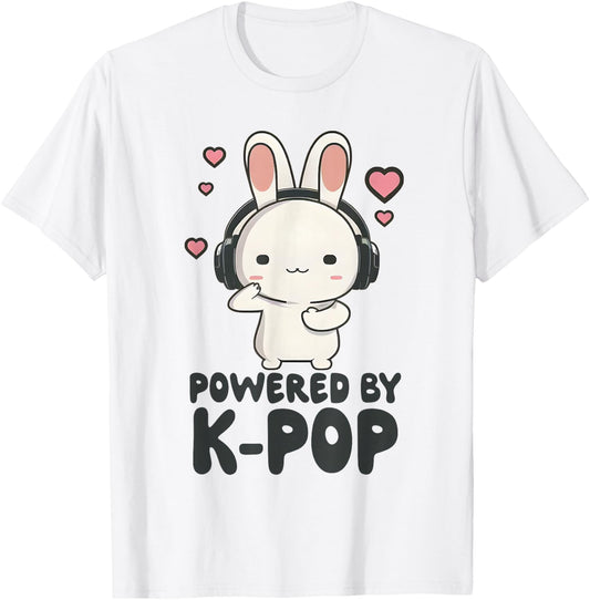 Powered By Kpop Tie Dye Rabbit Merch K-pop Merchandise T-Shirt - T-Shirt | White