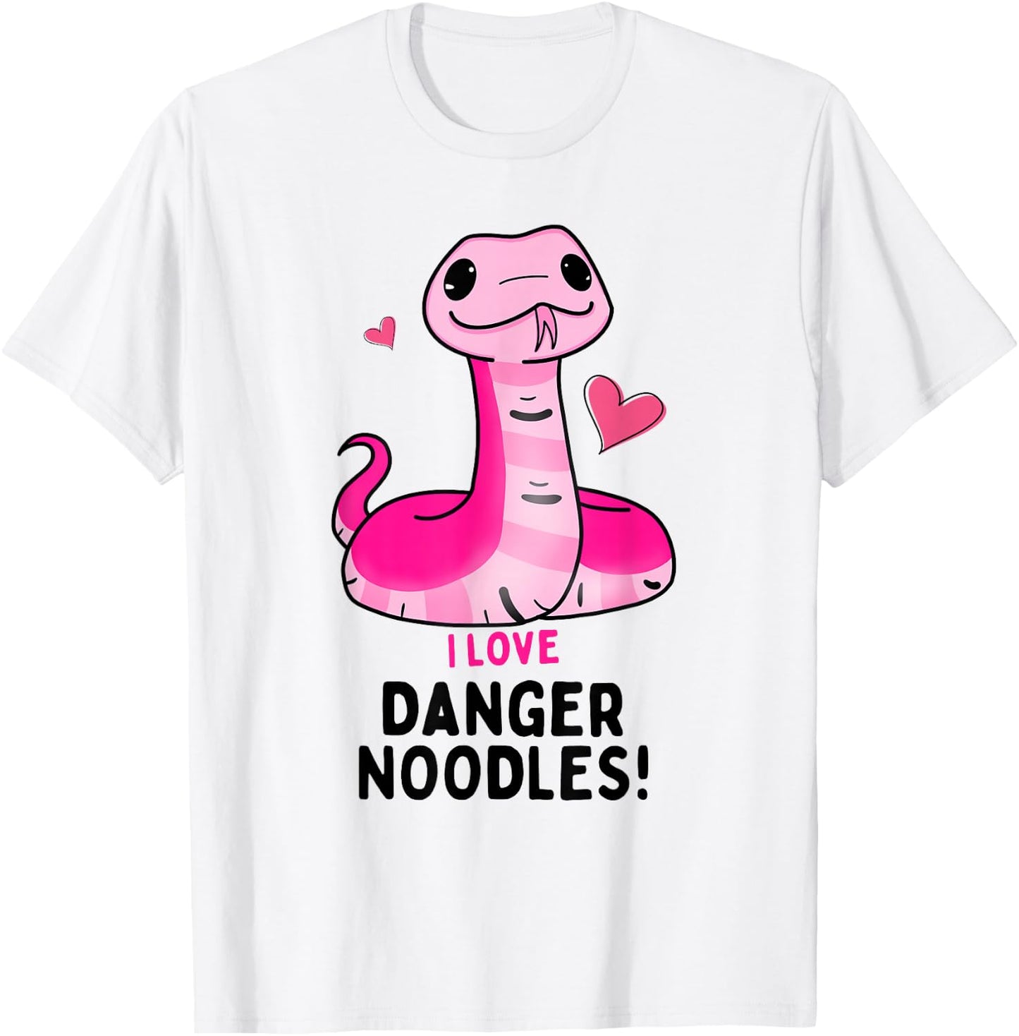 I Love Danger Noodles - Cute Kawaii Chibi Snake for Girls T-Shirt - T-Shirt | White