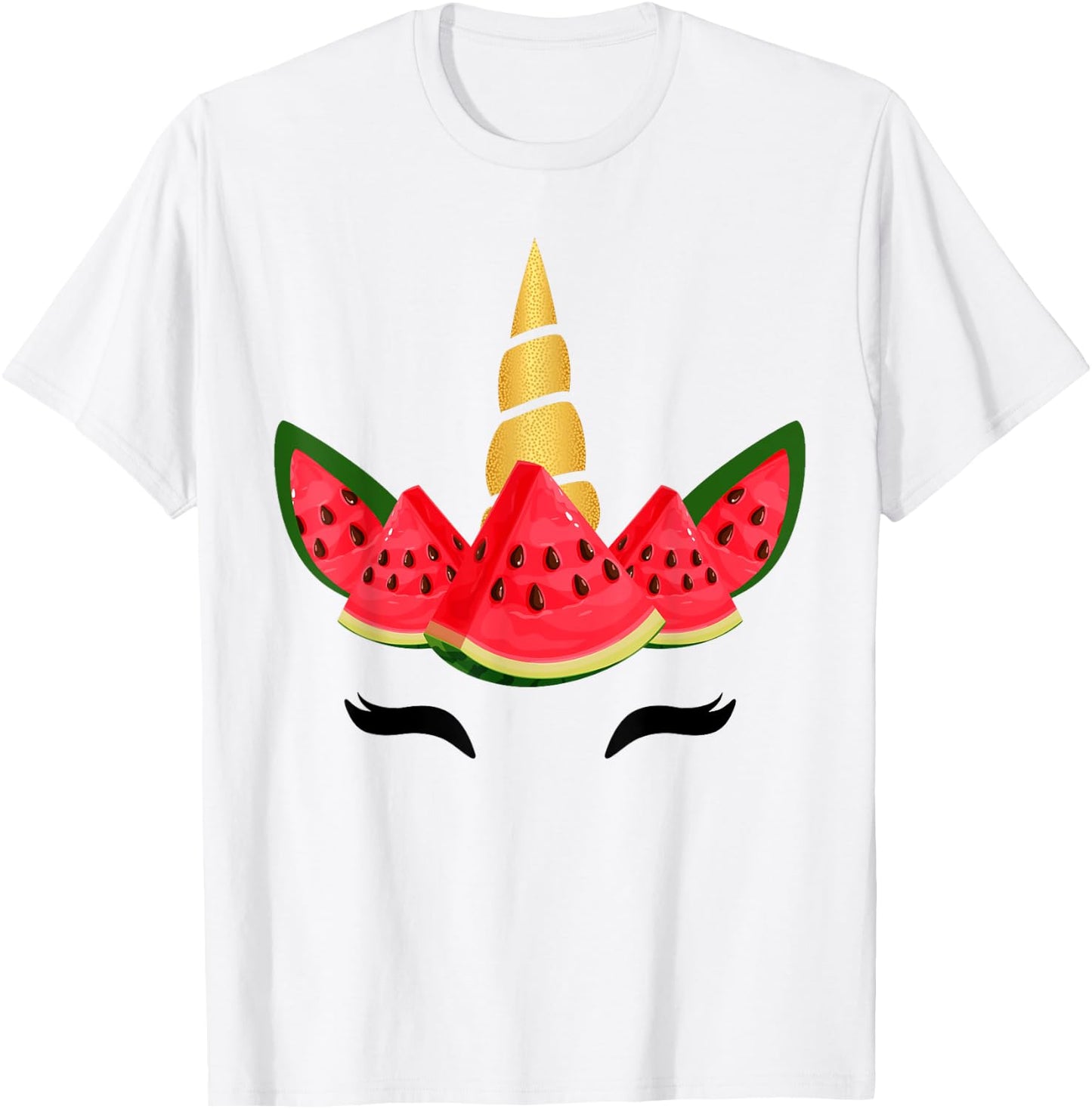 Cute Unicorn Face & Watermelon Slice Summer Vacation Kids T-Shirt - T-Shirt | White