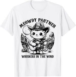 Meowdy! Partner Funny Country Music Cats Cowboy Hat T-Shirt - T-Shirt | White