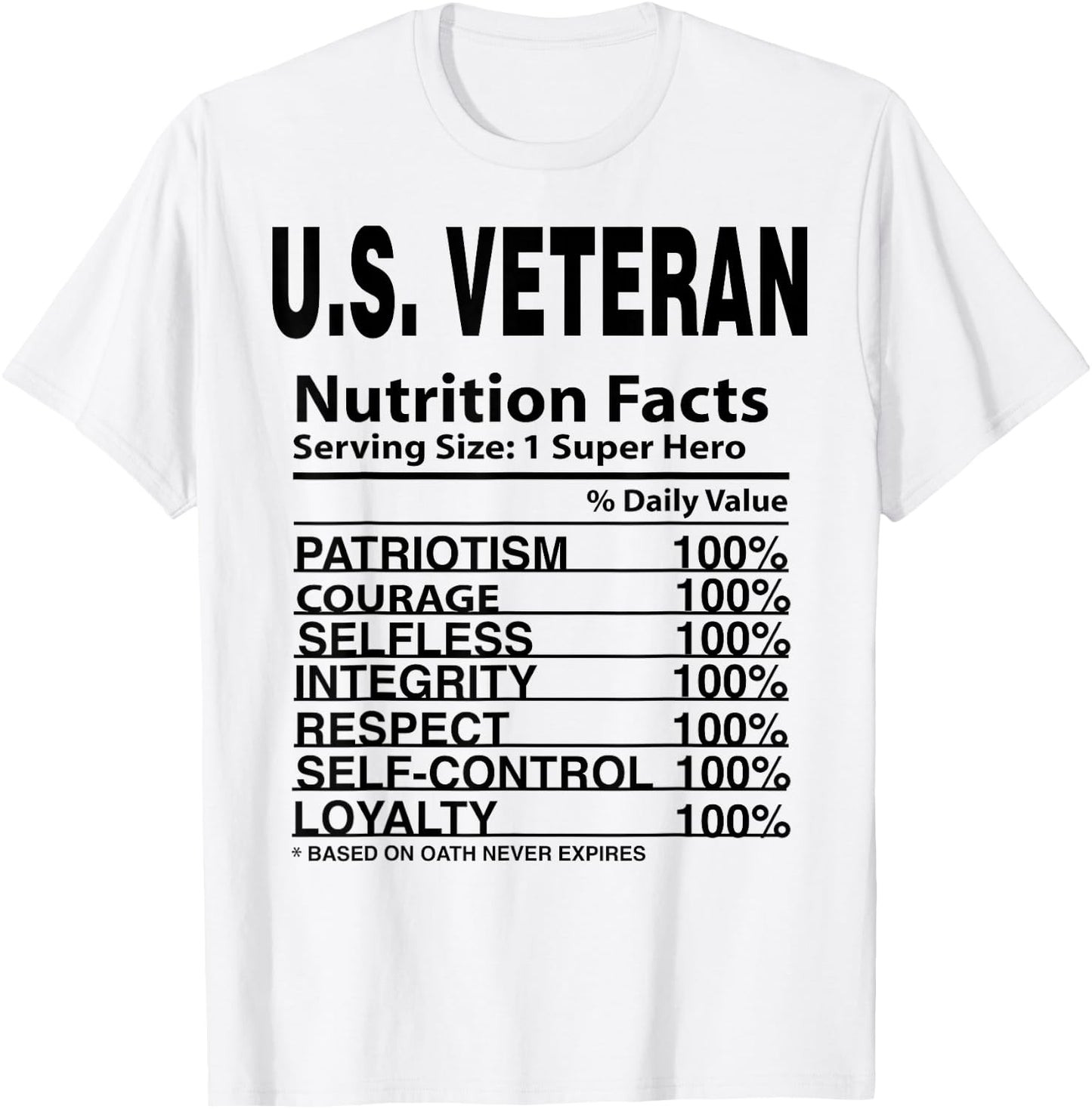 US Veteran Apparel & Women U.S. Vet Nutrition Facts T-Shirt - T-Shirt | White