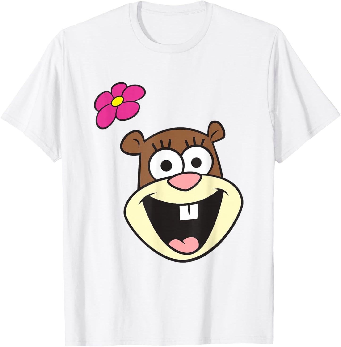 SpongeBob SquarePants Cheerful Sandy Cheeks Big Face , gray T-Shirt - T-Shirt | White