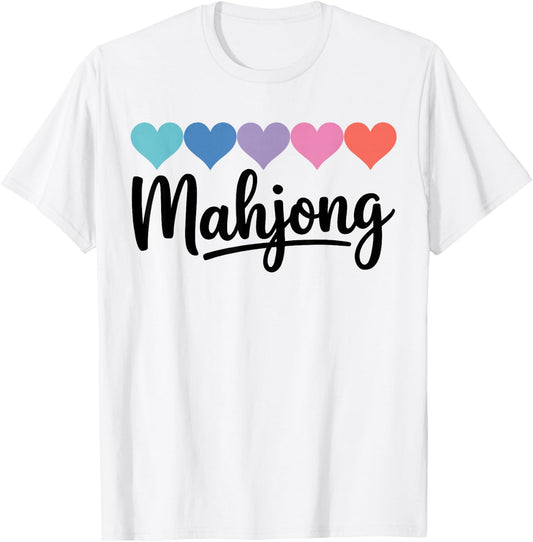 American Mahjong Club Player Heart Mahjong T-Shirt - T-Shirt | White