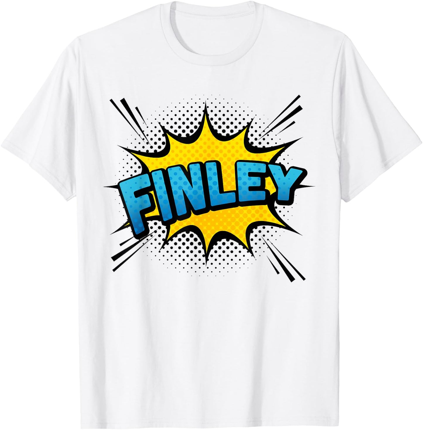 FINLEY - Boys Name Superhero Style T-Shirt - T-Shirt | White