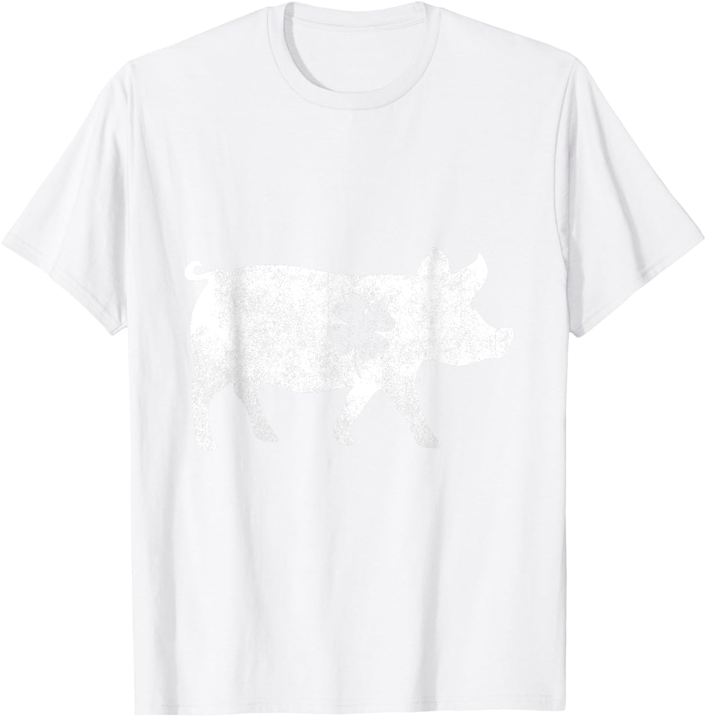 Pig Silhouette Lucky Shamrock St. Patrick's Day T-Shirt - T-Shirt | White