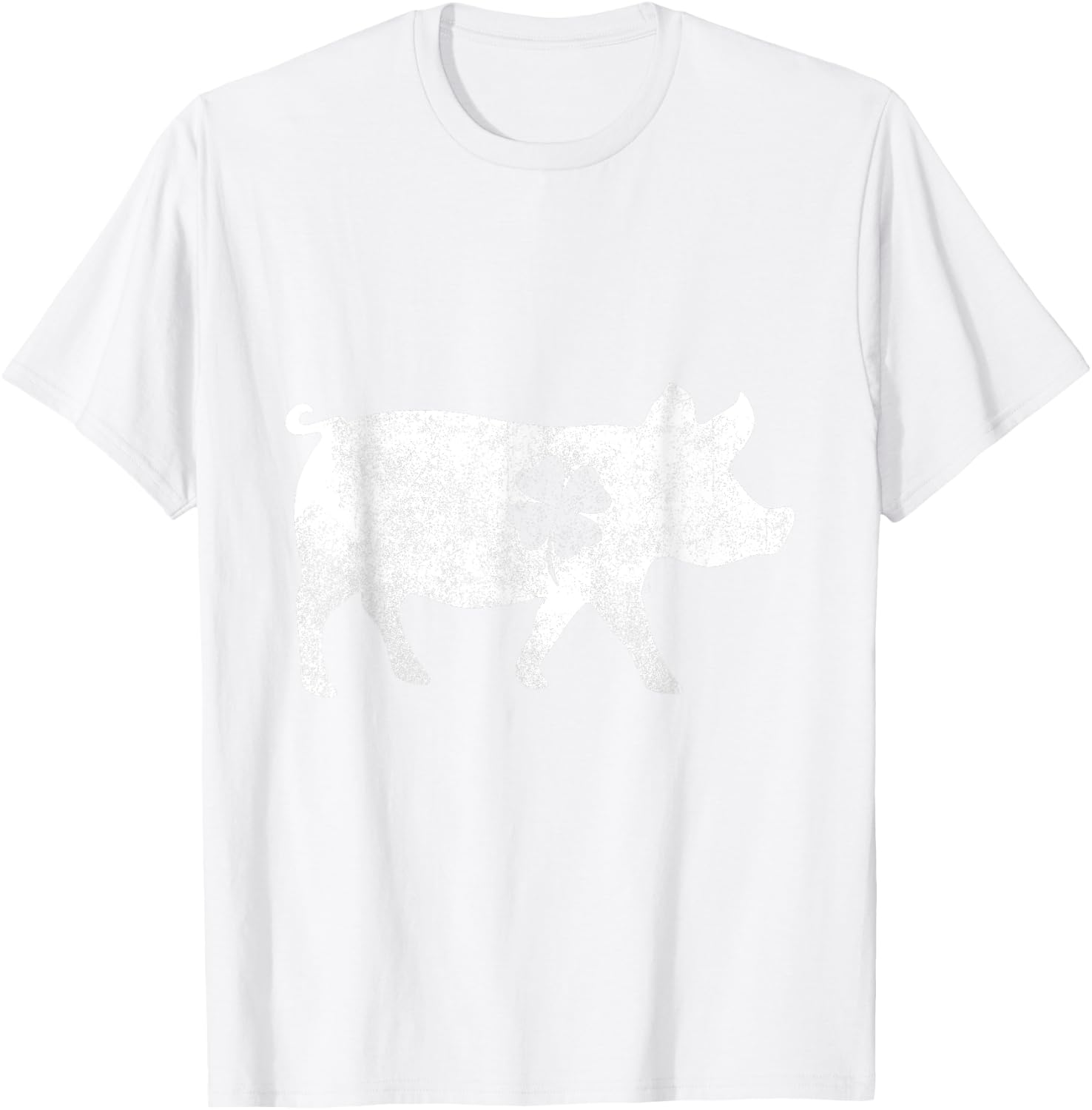 Pig Silhouette Lucky Shamrock St. Patrick's Day T-Shirt - T-Shirt | White