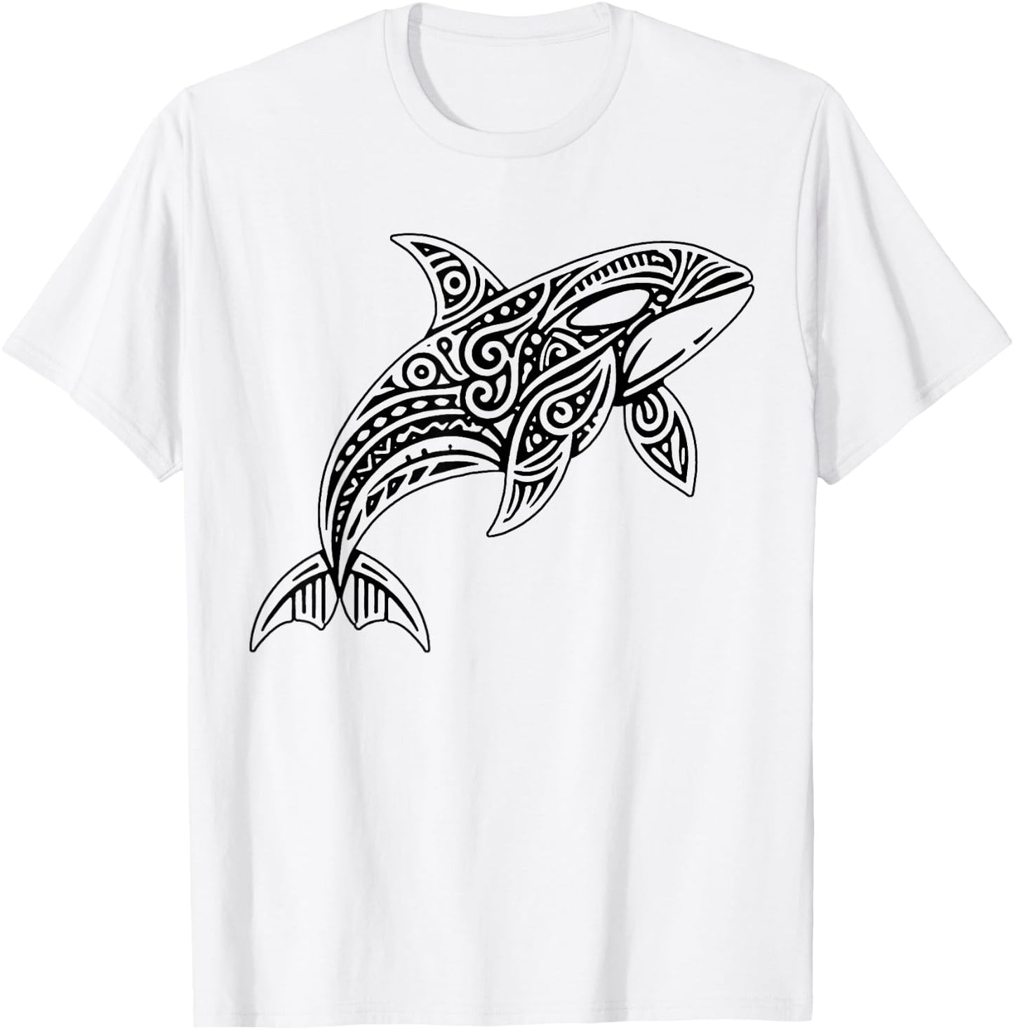Tribal Orca Whale Hawaiian Maori Tattoo Ocean Art Design T-Shirt - T-Shirt | White