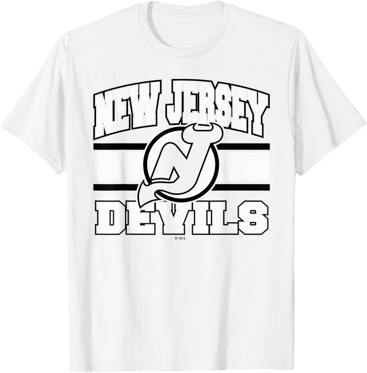 New Jersey Devils Stripe Red Officially Licensed T-Shirt - T-Shirt | White