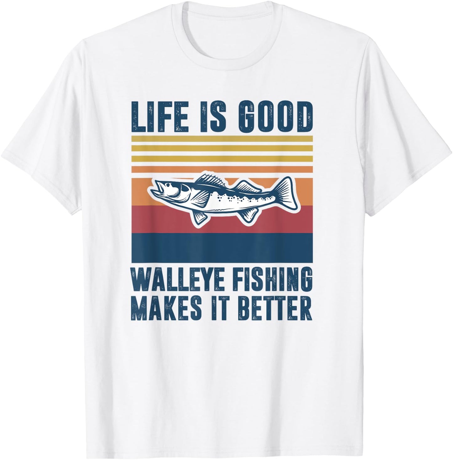 Walleye Fishing Gifts Men Women Kids Freshwater Fish Walleye T-Shirt - T-Shirt | White