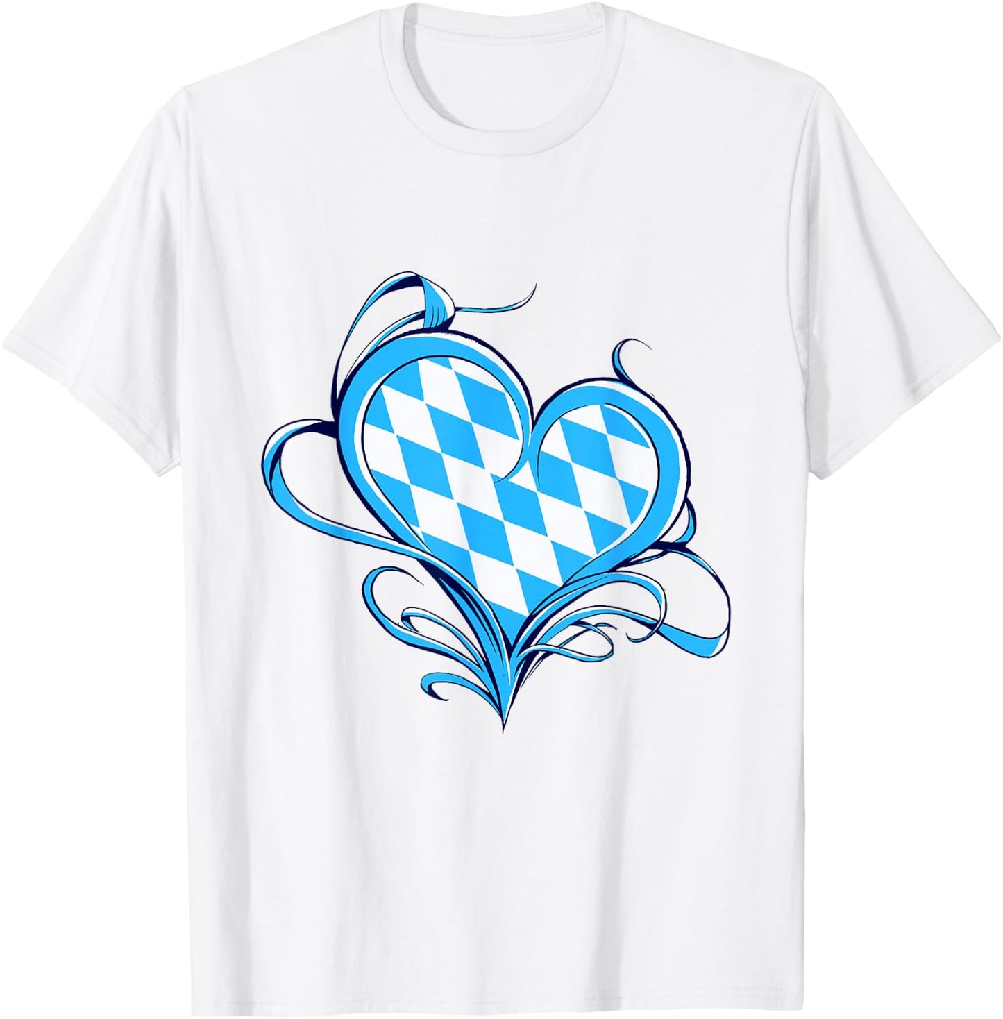 Bayrische Flagge Als Herz Design Blau-Weiß Raute Bayern T-Shirt - T-Shirt | White