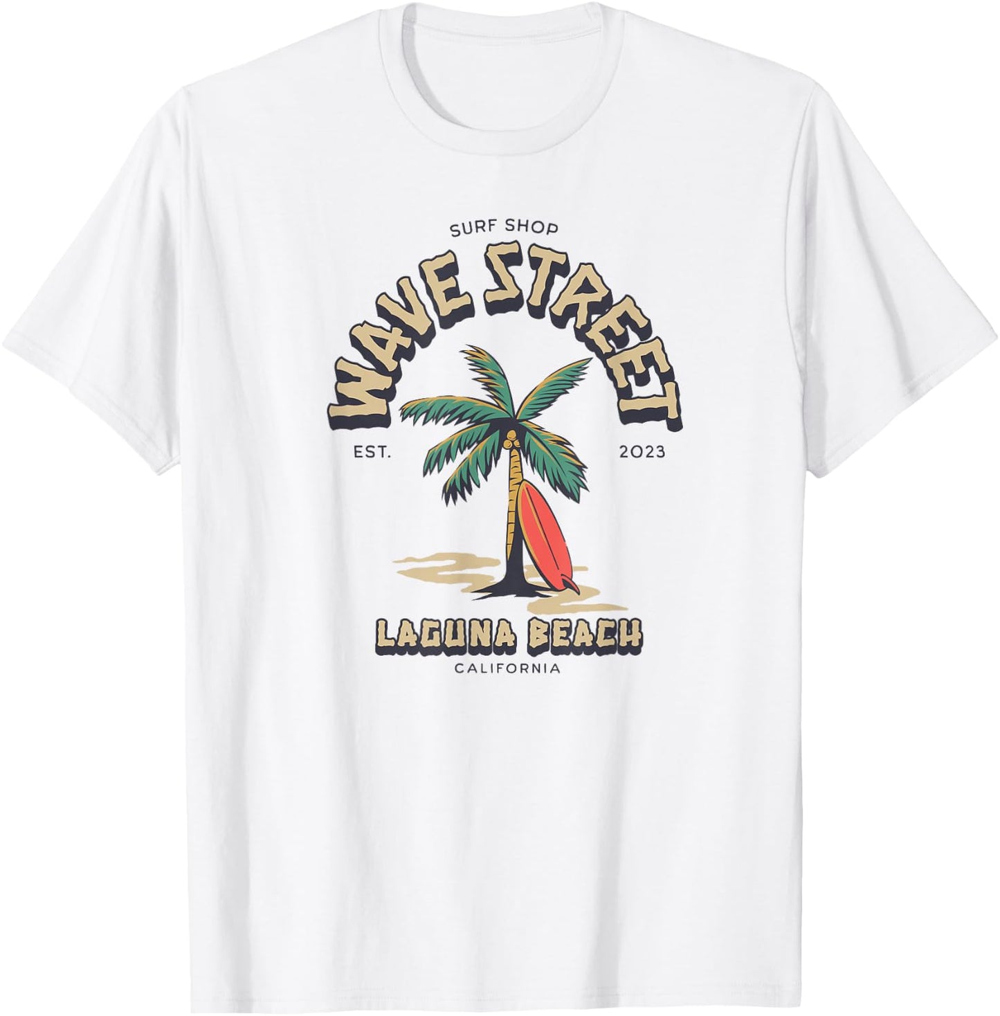 Wave Street Surf Shop Surfboard Logo T-Shirt - T-Shirt | White