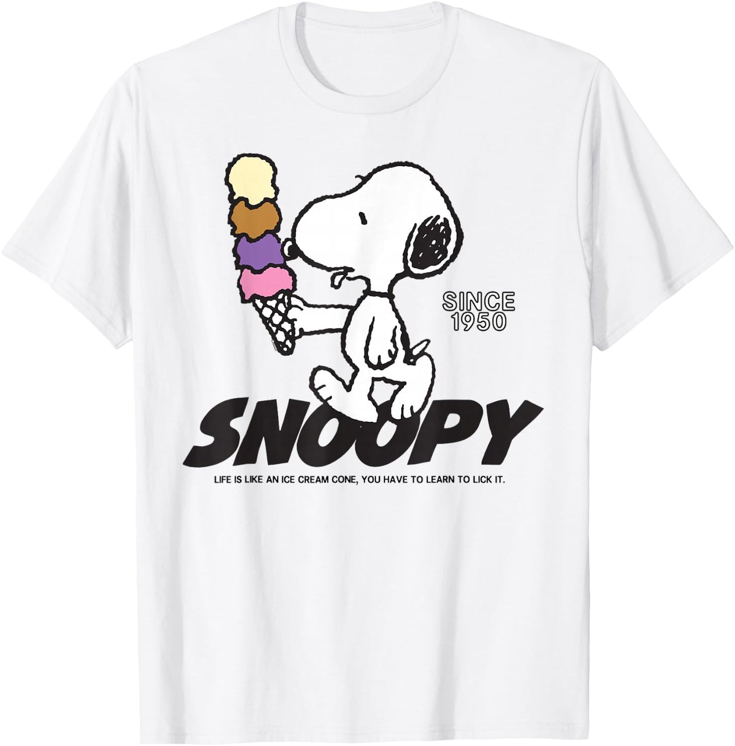 Peanuts Snoopy Ice Cream Cone T-Shirt - T-Shirt | White