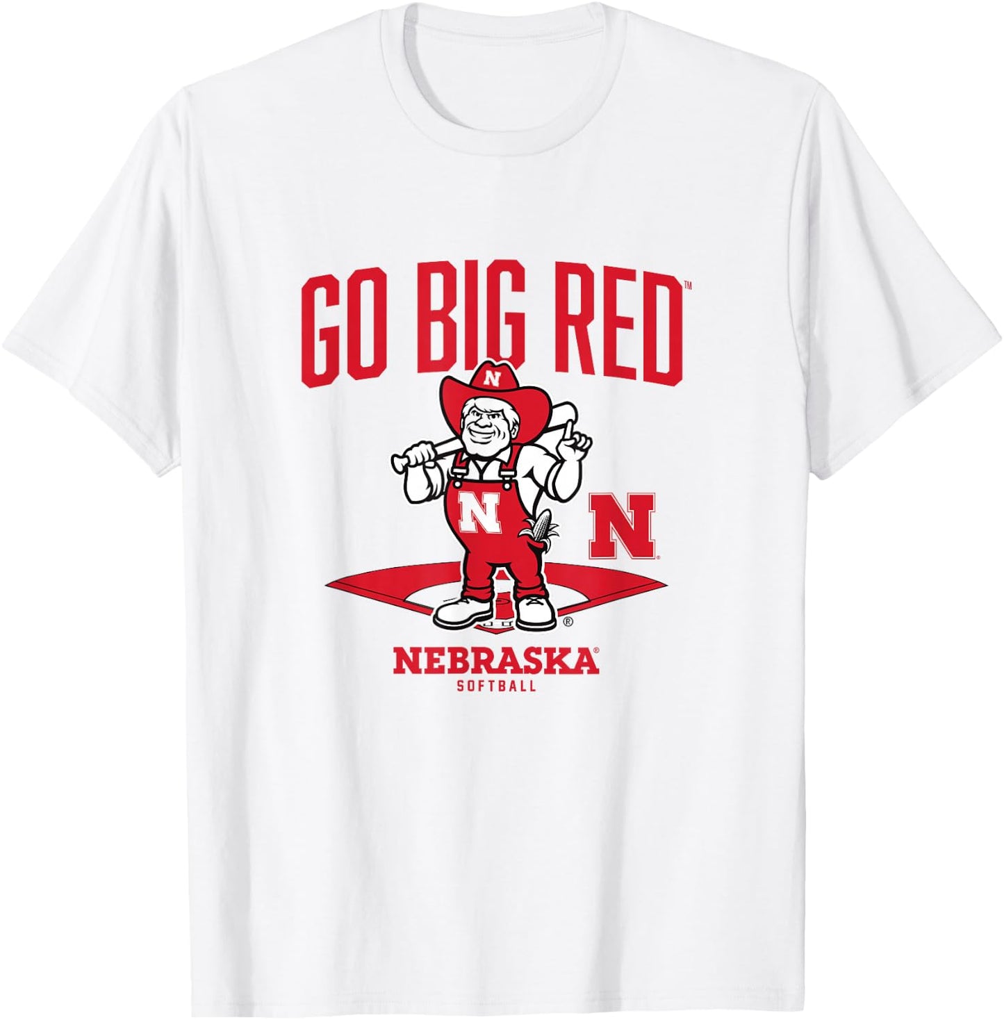 Nebraska Softball: Mascot Diamond T-Shirt - T-Shirt | White
